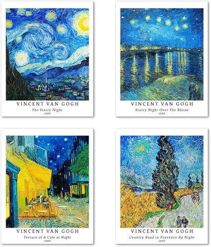 Miniatura 14 de Berkin Arts Juego de 4 impresiones artísticas de arte giclée sin marco, arte de paisaje de 8 x 10 pulgadas, decoración escolar, rústico, natural