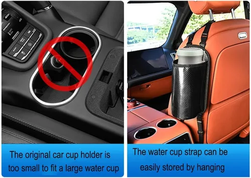 Miniatura 6 de Expansor grande para portavasos de automóvil, bolsa colgante de almacenamiento lateral del asiento, bolsa colgante de fibra Mertial para botellas