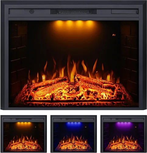 Valuxhome Chimenea eléctrica, inserto de chimenea eléctrica de 33 pulgadas, calefactor de chimenea con protección contra sobrecalentamiento, sonido