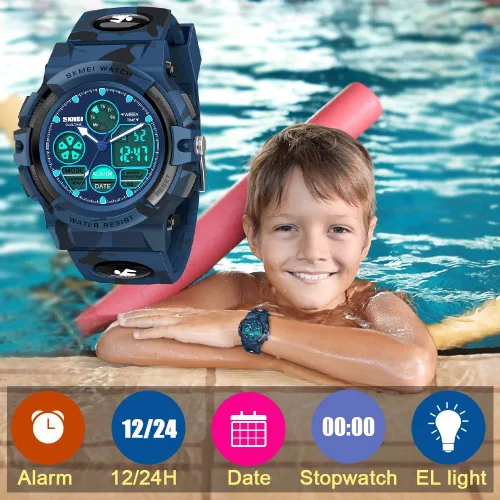 Miniatura 5 de SYOKZEY Reloj para niños, reloj deportivo digital LED impermeable de 164.0ft, para adolescentes, niños y niñas, relojes al aire libre, analógicos