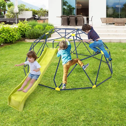 Miniatura 7 de Costzon Cúpula de escalada para niños con tobogán ondulado extendido, barra de monos para gimnasio de la selva para niños de 13.3 pies