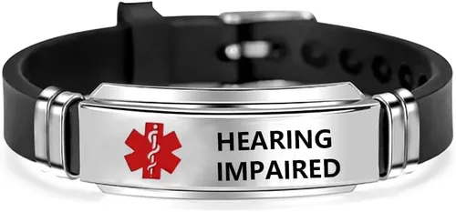 Miniatura 5 de NanMuc Pulsera de identificación de alerta médica roja de primeros auxilios de emergencia grabada con láser Alerta de salud ajustable pulsera
