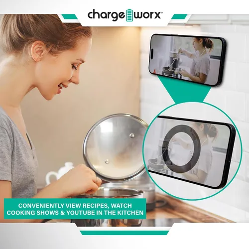 Miniatura 8 de CHARGEWORX Paquete de 3 soportes magnéticos para pared, compatibles con MagSafe, soportes adhesivos para teléfono, para ducha, baño, cocina, espejo