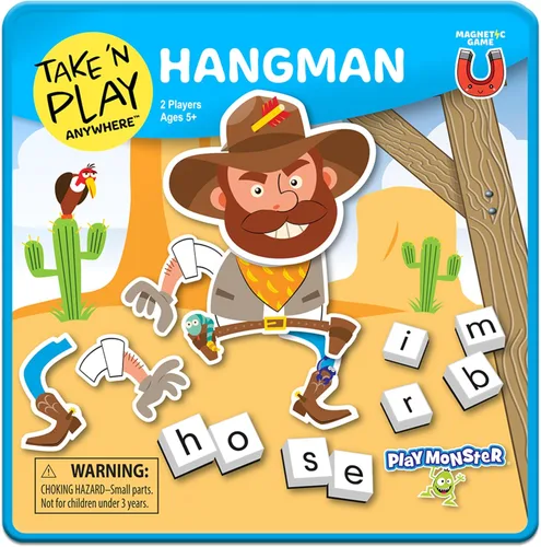 PlayMonster Take N Play Anywhere - Hangman - Fácil de usar, difícil de perder - Juego de viaje divertido sobre la marcha - Para mayores de 5 años