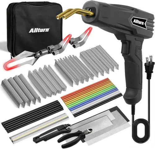 Miniatura 10 de Allturn Soldador de plástico, kit de soldadura de plástico 2 en 1, pistola de soldadura de grapas calientes, kit de reparación de parachoques