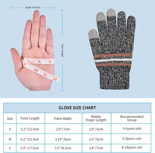 Miniatura 6 de AOTOW Guantes de punto cálidos de invierno para niños 3 pares de guantes de algodón para pantalla táctil guantes para niños para correr deportes