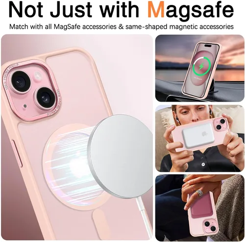 Miniatura 5 de BENTOBEN Funda para iPhone 15, funda para iPhone 15 compatible con MagSafe, funda magnética mate translúcida a prueba de golpes para mujeres