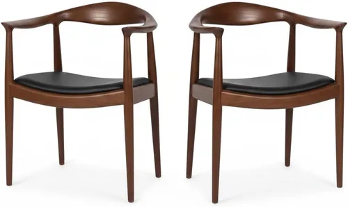 Miniatura 10 de Kennedy - Sillón de comedor moderno de mediados de siglo, silla Kennedy tapizada de poliuretano, sillón de madera de fresno para sala de estar