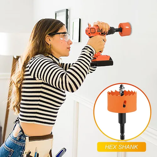 Miniatura 3 de Vástago hexagonal, sierra perforadora HSS con eje bimetálico y resistente para tableros de madera para madera para paneles de yeso de plástico