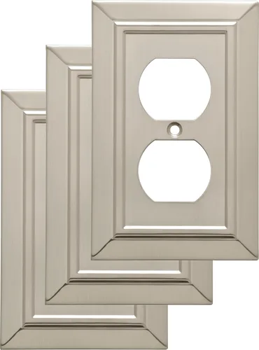 Placa de pared Franklin Brass W35218V-SN-C Classic Architecture, dúplex, 3 unidades, simple, níquel satinado