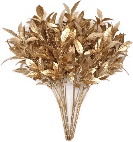 Miniatura 36 de Plantas artificiales Golden Baby Breath Gypsophila, para decoración de Navidad, plantas falsas, arbustos de helecho, arbustos sintéticos, Aliento