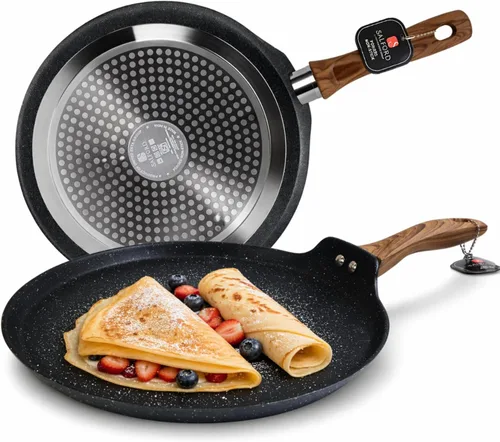 SALFORD Sartén antiadherente de 11 pulgadas, compatible con inducción y gas, para Dosas, panqueques, tortillas y crepes, sin PTFE, PFAS y PFOA
