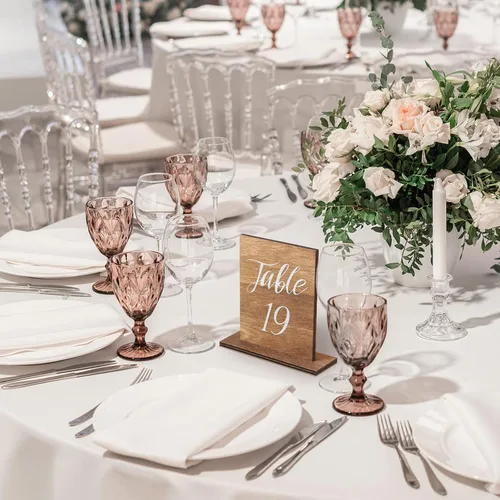 Miniatura 4 de Chunful 20 números de mesa de madera para boda con base de madera, centros de mesa de boda rústicos para mesas, letrero de número para decoración