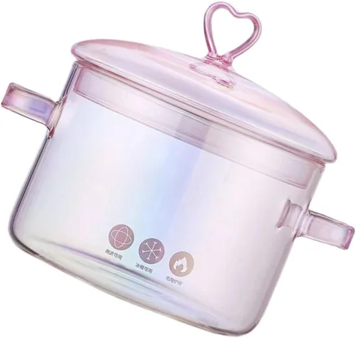 Miniatura 10 de Vaguelly Olla de sopa de vidrio de borosilicato con tapa, 1.5L/50 onzas, olla de cocina transparente para fideos ramen y sopa, resistente al calor