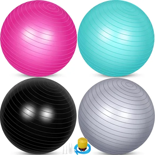 Miniatura 10 de Leyndo 4 pelotas de ejercicio de yoga de 26 pulgadas, para pilates, embarazo, parto, fitness, con bomba rápida, antiestallido, para mejorar