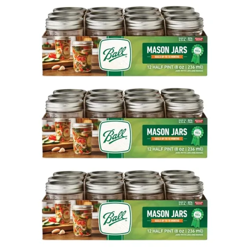Miniatura 5 de Ball Mason, Frascos de mermelada con tapas y bandas, Set de 12 unidades de 4 oz, 4 onza, Transparente