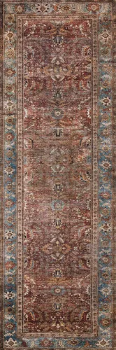 Miniatura 4 de Loloi - Alfombra tradicional larga de la colección Layla LAY-01 Ladrillo/Azul de 0,8 m x 3,6 m, 0,33 cm de espesor, suave, duradera, de inspiración
