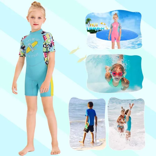 Miniatura 2 de Traje de neopreno térmico para niños, traje de baño corto de 2.5 mm para niñas y niños, juvenil, adolescente, niño pequeño, traje de baño de una