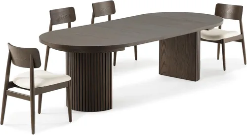 Miniatura 28 de Transformer Table - Mesa de comedor redonda extensible de madera maciza, mesa de comedor redonda extensible, muebles modernos que ahorran espacio