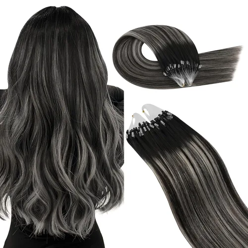 Miniatura 48 de Ugeat - Extensiones de cabello humano con microanillo, 14 pulgadas, extensiones de cabello Remy con microcuentas de 1 gm/hebra, 50 gms, extensiones