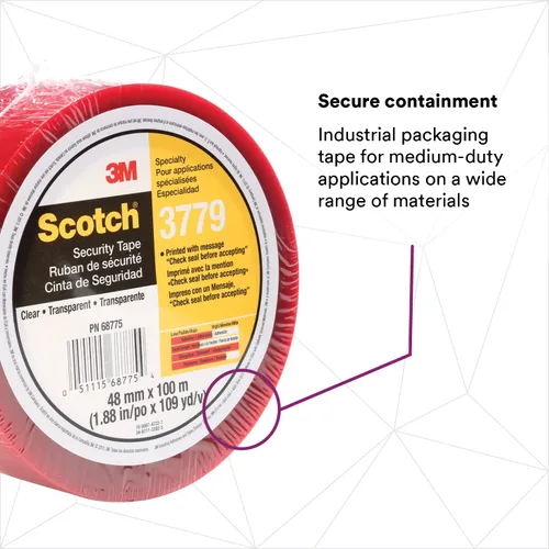 Miniatura 2 de 3 M Scotch Cinta para sellar cajas con mensaje impreso, Transparente, 1