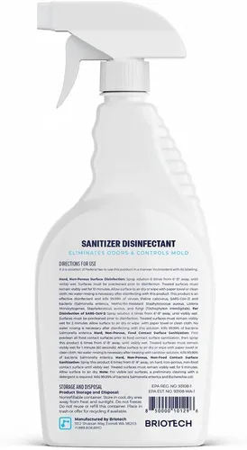 Miniatura 8 de BRIOTECH Desinfectante en aerosol de ácido hipocloroso, mata el 99.99% de los virus y bacterias, elimina el olor, suave, control de moho