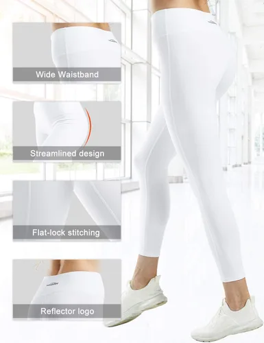 Miniatura 7 de COOLOMG Pantalones de yoga para mujer, mallas capri para correr, leggings de tiro bajo, entrenamiento, gimnasio con bolsillos ocultos