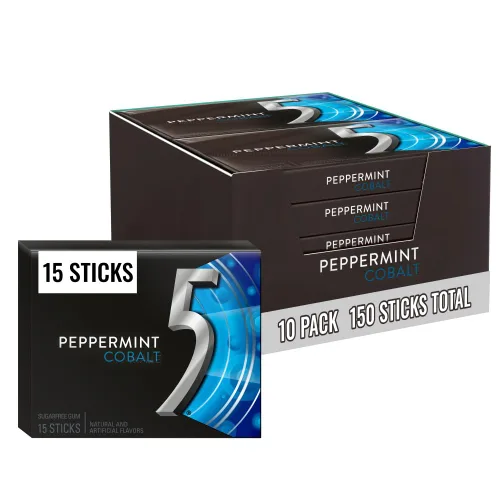 Miniatura 15 de 5 Gum Spearmint Rain - Goma de mascar sin azúcar a granel, caja de 15 barras (paquete de 10)