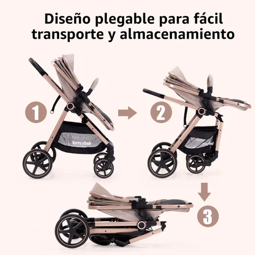 Miniatura 6 de Lortsybab Cochecito de bebé 2 en 1 - Cochecito plegable infantil para recién nacidos con asiento reversible - Cochecitos para niños pequeños de 0 a