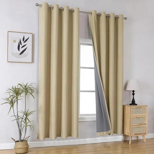 Miniatura 73 de Joydeco - Juego de 2 paneles de cortinas opacas de 63 pulgadas, 2 cortinas largas con aislamiento térmico burg, cortinas de oscurecimiento