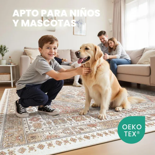 Miniatura 7 de zesthome Alfombras de 8 x 10 pulgadas para sala de estar, alfombras lavables con respaldo antideslizante, alfombra vintage de área grande, alfombra