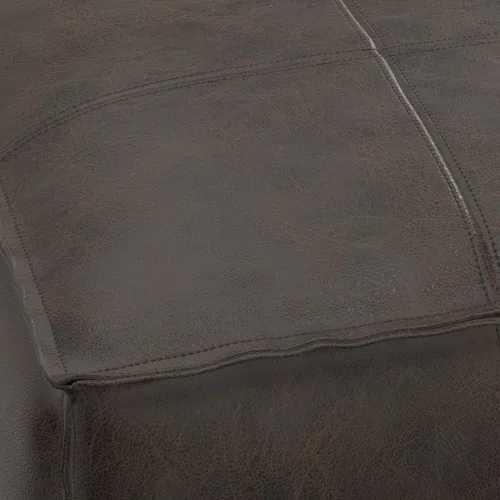 Miniatura 8 de SIMPLIHOME Sheffield - Puf cuadrado de 18 pulgadas de ancho x 14 pulgadas de alto de cuero genuino en marrón oscuro envejecido, reposapiés