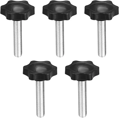 Miniatura 10 de uxcell Perillas de tornillo de sujeción con abrazadera Pomo de estrella M4 x 0.630 in rosca macho 5 piezas