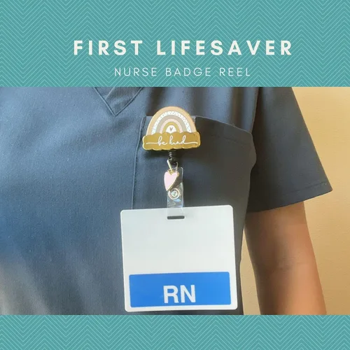 Miniatura 4 de First Lifesaver - gafete de identificación de enfermera – Carrete retráctil con dije para enfermeras, estudiantes de enfermería, NP (Be Kind)