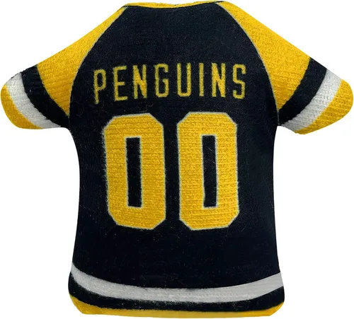 Miniatura 2 de NHL Boston Bruins - Juego completo de 3 juguetes de peluche para gatos: jersey, disco de hockey con plumas y ventilador #1. Relleno de hierba gatera
