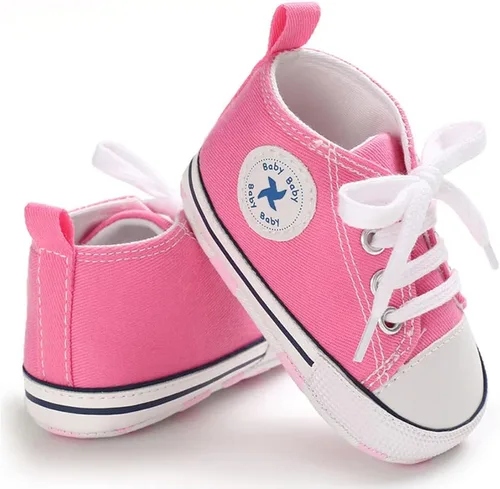 Miniatura 4 de Zapatos unisex para bebés, niñas y niños, suela suave, lona para recién nacidos, primeros pasos, zapatillas altas antideslizantes