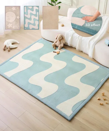 Miniatura 16 de Hakuna Matte - Alfombra de juego prémium para bebé de terciopelo coral ultrasuave con espuma viscoelástica, antideslizante, resistente al agua,