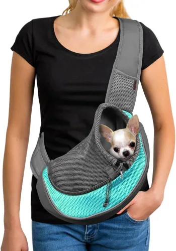 Miniatura 15 de YUDODO Transportador de mascotas para perros y gatos pequeños - Transportador de cachorros manos libres con gancho de seguridad, bolsillo grande