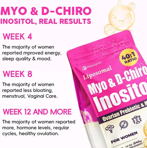 Miniatura 5 de Polvo liposomal de mio-inositol y D-Chiro Inositol Suministro para 180 días Suplemento de inositol de proporción ideal 40:1 para mujeres