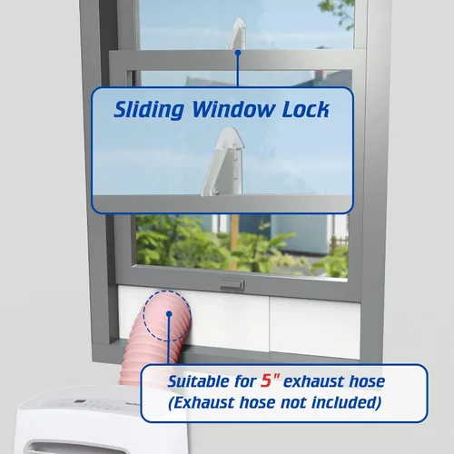 Miniatura 6 de Kit de ventana de aire acondicionado portátil para manguera de escape de 5 pulgadas de diámetro, paneles de sellado de ventana ajustables de 59