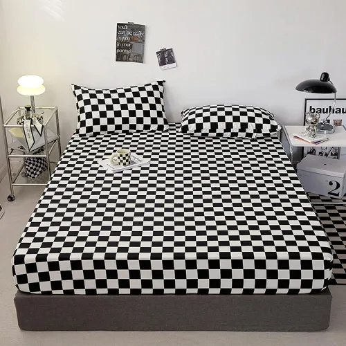 Miniatura 12 de KAREVER Juego de sábanas de mármol negro, juego de ropa de cama de 4 piezas con diseño geométrico de mármol, 1 sábana bajera, 1 sábana encimera