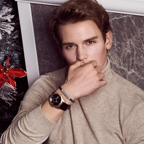 Miniatura 5 de Carleen Destination - Pulsera de cuero genuino de plata de ley 925 para hombre, cuerda trenzada con dije de energía, cierre de botón de bloqueo, 7.5
