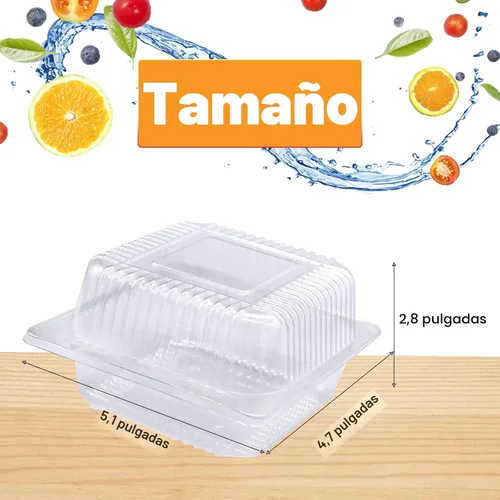 Miniatura 2 de Jizvxe Paquete de 100 Recipientes de Comida Cuadrados de Plástico Transparente con Bisagras, Recipientes de Plástico Desechables para Llevar