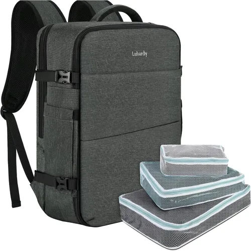Miniatura 12 de Lubardy Mochila de viaje para laptop 40L, aprobada para vuelos, mochila de mano para hombres y mujeres, Grande, Viajes Rosa