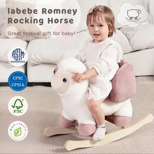 Miniatura 3 de labebe - Caballo mecedor de oveja bebé, animales mecedores de peluche para niños, balancín Ovis Aries con cinturón de seguridad para bebés de 6
