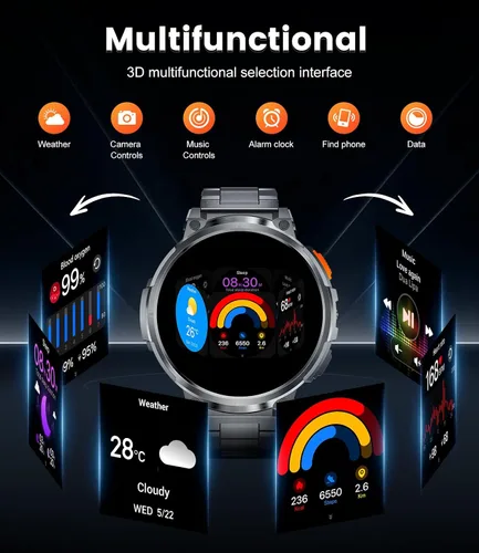Miniatura 8 de LIGE Reloj inteligente con marca/respuesta de llamada, pantalla HD de 1.85 pulgadas, relojes inteligentes con batería de 730 mAh, linterna, 120