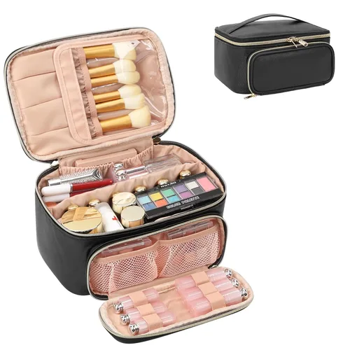 Miniatura 27 de OCHEAL Makeup Bag,Travel Makeup Organizer Bag, Cute Cosmetic Bags for Women Girls Travel Toiletry Bag Traveling With Brush Slot And Divider-Floral