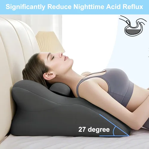 Miniatura 3 de Almohada de 27 grados para parejas, almohada de cuña para aliviar el reflujo ácido, almohada de cuña de cama para dormir, almohadas de elevación