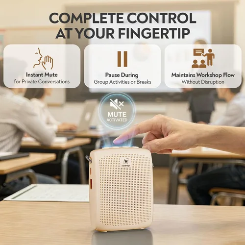 Miniatura 6 de WinBridge - Amplificador de voz Bluetooth - Micrófono inalámbrico de 15 W, sistema PA portátil para aula/ancianos, altavoz y micrófono