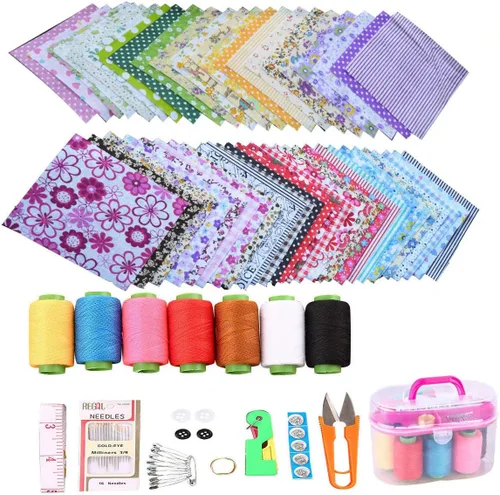 50 piezas de tela para manualidades de 4 x 4 pulgadas, parches de manualidades, cuadrados de edredón precortados, paquetes de tela acolchada con kit